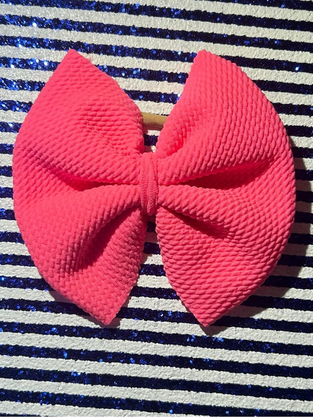 Textured Hot Pink Bow Hair Clip for Babies